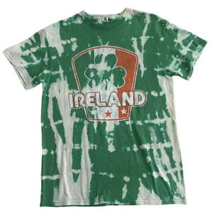 Ireland Tie Dye White Orange Green Clover T-Shirt Delta Pro Weight Size M